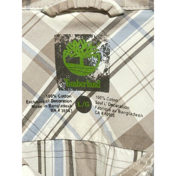 Timberland Mens Large Short Sleeve Button Down Plaid Shirt - Picture 5 of 12
